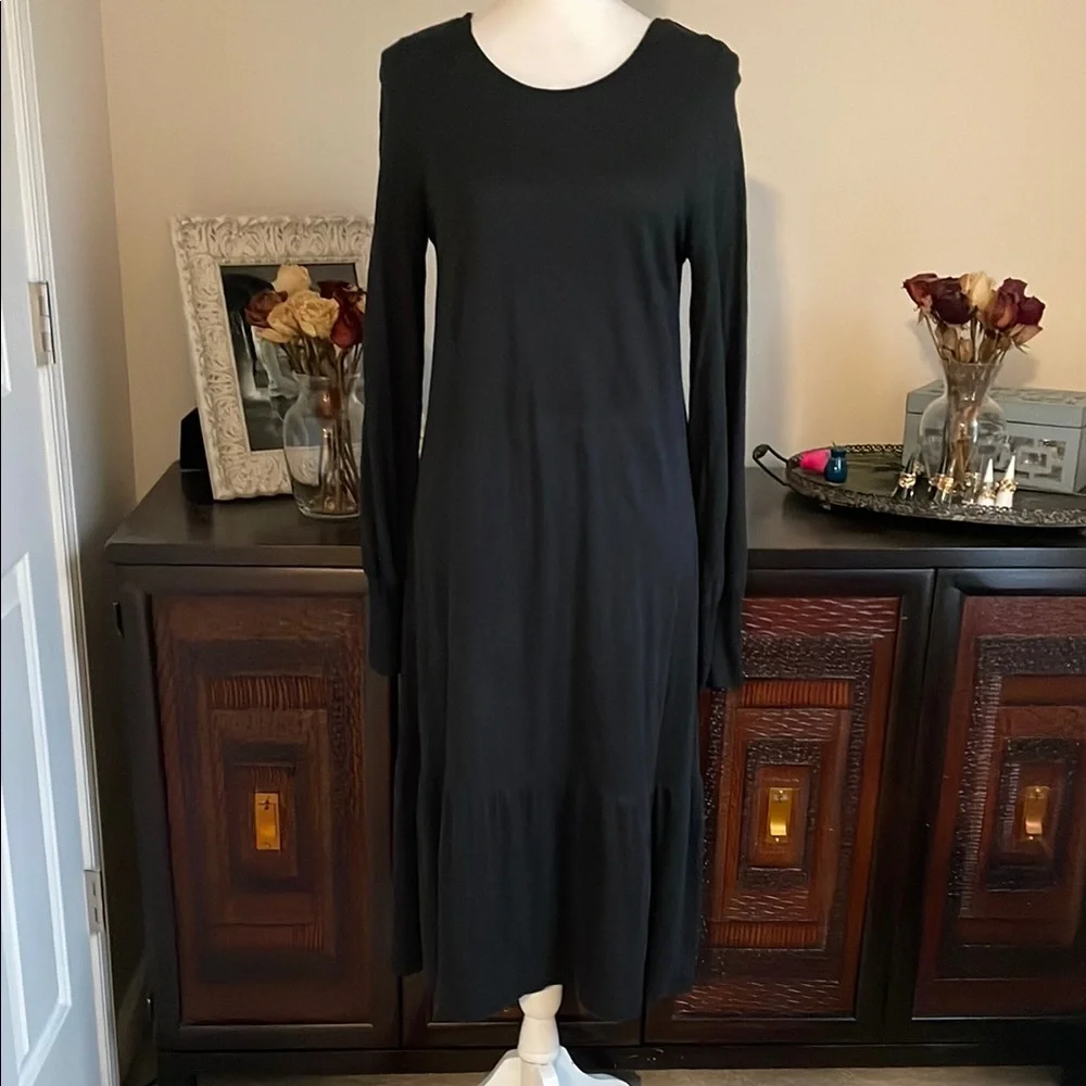 Gudrun Sjorden Black Linen Long Sleeve Dress size Small